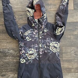 #501 Roxy Floral Ski & Snow Jacket - Black and Yellow